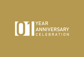 1 years anniversary celebration logotype on gold Background