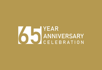 65 years anniversary celebration logotype on gold Background