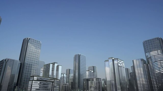 City growing with buildings rising from horizon.