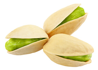 pistachio isolated on white background, clipping path, full depth of field