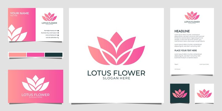 Beauty Lotus Flower Logo Design And Business Card