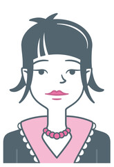 Girl with necklace. Stylized avatar of an attractive young girl, colored with gray and pink tones.