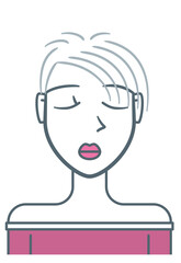 Girl with short hair. Stylized avatar of an attractive young girl, colored with gray and pink tones.