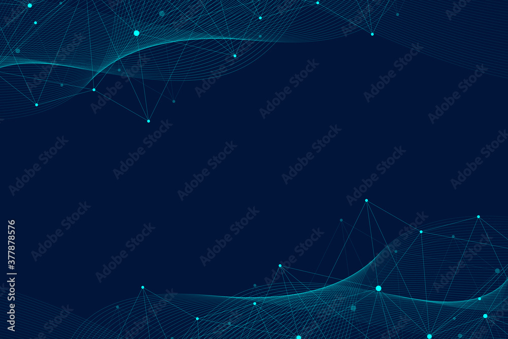 Poster Big data visualization. Social network or business analytics representation. Abstract graphics. Futuristic infographic illustration.