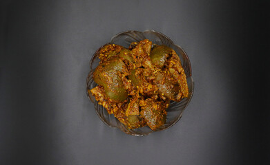 Mango Pickle (Delicious and organic) on black background