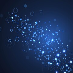 Scientific molecule background for medicine, science, technology, cybernetic, chemistry. Wallpaper or banner with a hex DNA molecules. geometric dynamic illustration.