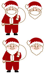 マスクをしたサンタイラスト Santa Claus with a mask