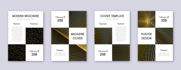 Business brochure design template set. Gold abstra