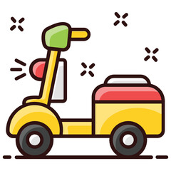 
Delivery scooter vector style, icon of food delivery conveyance 
