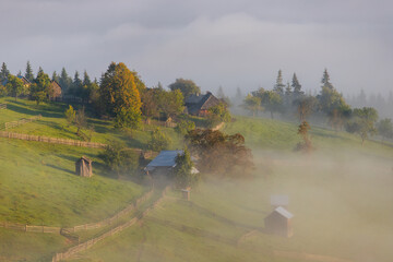 Fototapeta premium Early fall landscape in the beautiful Romanian villages