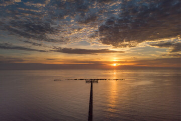 Naklejka premium Summer sunrise over Mamaia coastline, at the Black Sea, Romania
