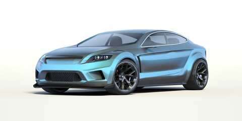 Obraz na płótnie Canvas 3D rendering of a brand-less generic car