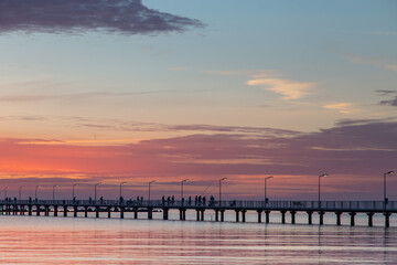 Fototapeta premium Summer sunrise over Mamaia coastline, at the Black Sea, Romania