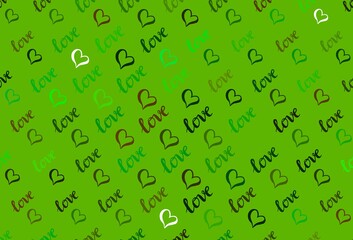 Light Green, Yellow vector pattern with colorful hearts.