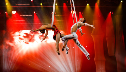 Aerialist  perform live in the show.