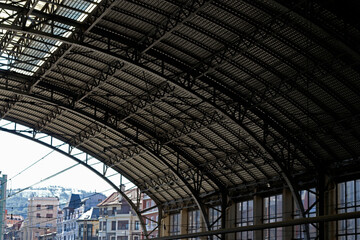 Ceiling of a train station