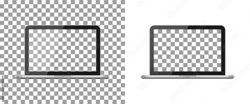 Poster laptop mockup with blank screen. pro computer with frame isolated on transparent background. png pc.