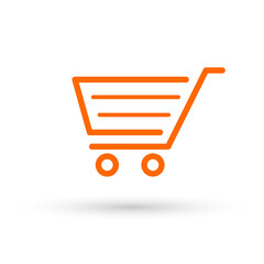 Cart icon. Buy in online shop. Basket for grocery. Symbol of store. Button of trolley for add purchase in supermarket. Sign for internet market and retail in line style. Commercial bag. Vector