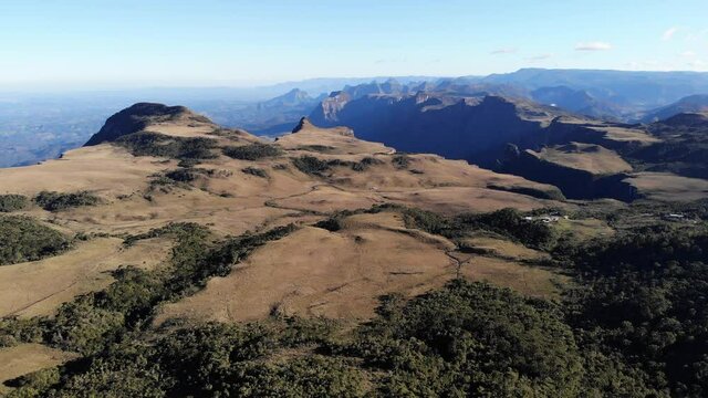 Aerial image of the Canion Espraiado, in the Serra do Estado de Santa Catarina, city of Urubici, Brazil.