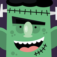 Halloween frankenstein cartoon vector design