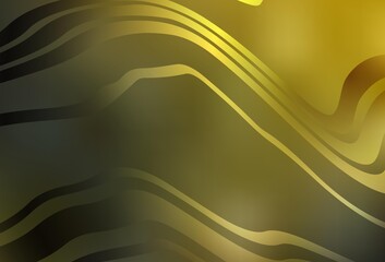 Dark Green, Yellow vector pattern with curved lines.