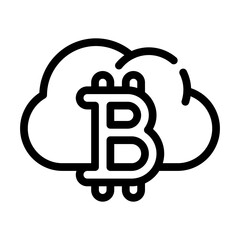 cloud mining line icon vector symbol illustration