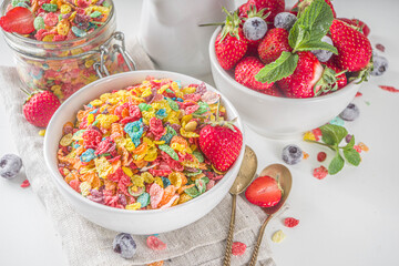 Colorful fruit cereal flakes