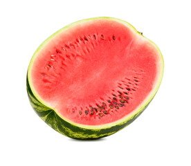 Fresh watermelon isolated. Organic water melon slice on white background. Cut out with clipping path