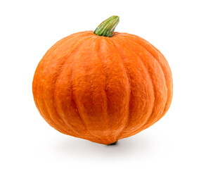 Fresh pumpkin isolated. Organic orange pumpkin on white background. Cut out with clipping path
