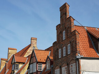Typical brickwork houses in the ancient town of Luebeck
