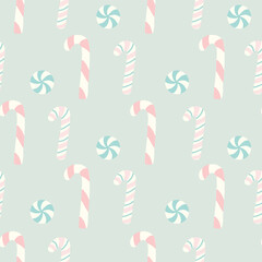 Vector Seamless Christmas Candy Cane Pale color Pattern