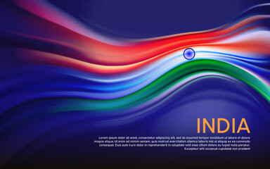 India flag background. Blurred pattern of light lines in the colors of the indian flag, business booklet. State banner, Indian poster, patriotic cover, flyer. Vector tricolor design