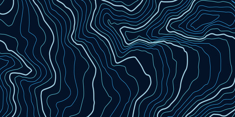 The stylized height map, topographic contour in lines. Concept of a conditional geography scheme & the terrain path. Abstract geometric form. Template, pattern. Design materilal. Vector illustration.