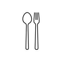 Fork and spoon icon thin line vector illustration. Food court, restaurant or mobile cafe utensil sign silhouette set. Flat modern minimal concept design of the silverware for dinner, lunch and meal V1