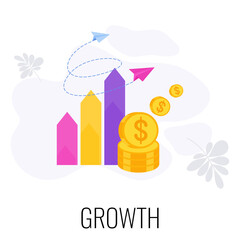 Obraz premium Growth infographics Icon. Strategy, management and marketing. Flat illustration.