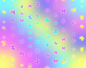 Fototapeta na wymiar Wallpaper background multicolored butterflies on a multicolored blurred background