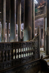 Bagaya Monastery, Inwa Myanmar 12/12/2015 Interior of teak built monastery 