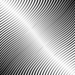 Abstract warped Diagonal Striped Background . Vector curved twisted slanting, waved lines texture