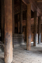Bagaya Monastery, Inwa Myanmar 12/12/2015 Interior of teak built monastery 