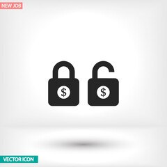 Lock dollar vector icon , lorem ipsum Flat design