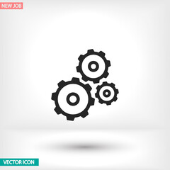 Gears vector icon , lorem ipsum Flat design