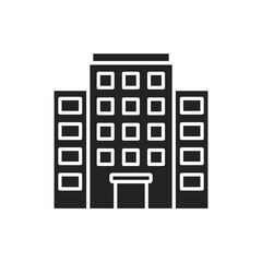 Multi-storey building black glyph icon. Building with several floors at different levels above the ground. Pictogram for web page, mobile app, promo. UI UX GUI design element