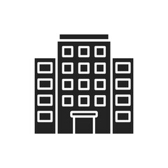 Multi-storey building black glyph icon. Building with several floors at different levels above the ground. Pictogram for web page, mobile app, promo. UI UX GUI design element