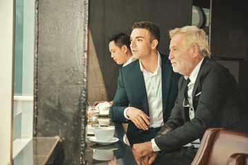 Businessman talking on sky loft meeting room office