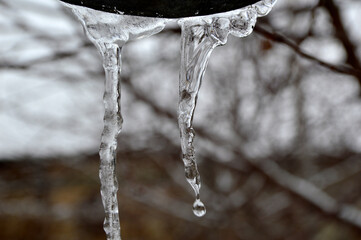 Fototapeta na wymiar melting icicles close up