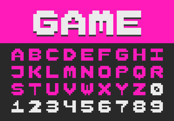 Pixel retro font Video computer game design