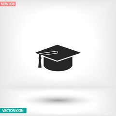 Graduation cap vector icon , lorem ipsum Flat design