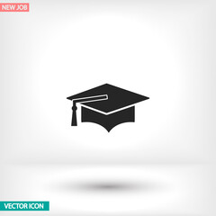 Graduation cap vector icon , lorem ipsum Flat design