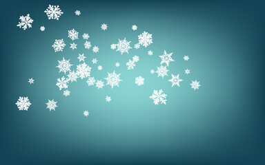 Gray Snowflake Panoramic Vector Blue Background. 