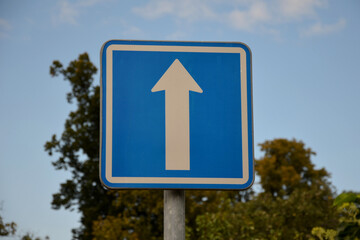 vertical metal repair signs commanded direction of travel, one way, no entry, pedestrian zone,...